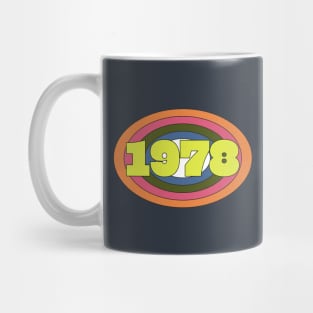 Yellow Year 1978 Rainbow Ellipse Vintage Typography Mug